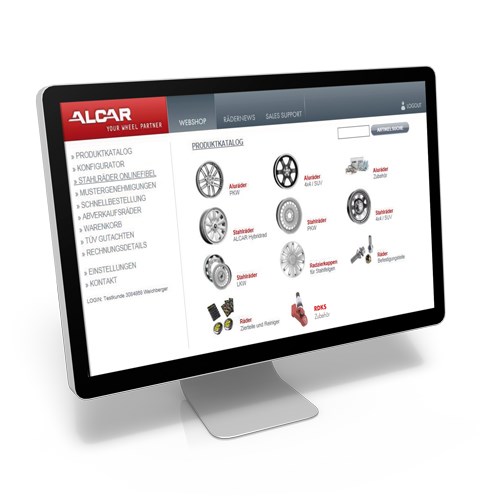 Computerbilschirm mit ALCAR Webshop